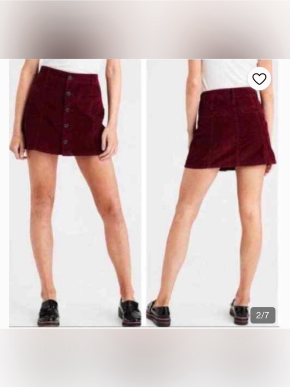 American eagle cotton corduroy mini skirt burgundy school girl size 14